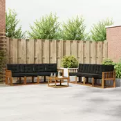 Set vanjskih sofa 9 kom. Prirodna i crna