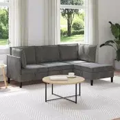 Set namještaja za dnevni boravak 4 pcs Tamnosiva Baršun