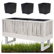 Velik sadilnik iz borove leske s 3 plastičnimi vložki za balkon 95x36x54 cm