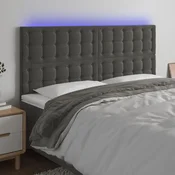 Vidaxl vidaXL Vzglavje postelje z LED diodo temno sivo 200x5x118/128 cm žamet