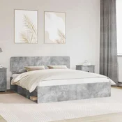 vidaXL vidaXL Konstrukcija postelje Beton 180 x 200 cm Masivno borovo les, (5000102999)