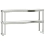 Vidaxl Polica za delovno mizo 2-nadstropna 120x30x35 cm nerj. jeklo