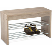 eoshop omara za čevlje / taburet, 2 kovine kromirano polica, MDF, 3D hrastov dekor Sonoma 83168-10 SANJE