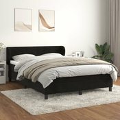 Greatstore Box spring posteljni z vzmetnico črn 140x190 cm žamet