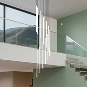 Searchlight LED viseča svetilka Flare, barva medenine, O 35 cm, CCT, 12-flg. - Dnevna soba/jedilnica - satinirano medenino, belo - Kovina