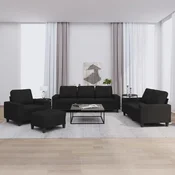 4-dijelni set sofa crni od tkanine