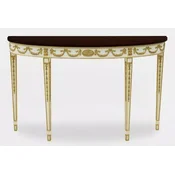 Casa Padrino luxury baroque console white/gold/dark brown - Handmade solid wood console table - Luxury living room furniture in baroque style - Baroque furniture - Baroque furnishings