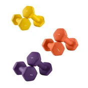 Songmics Set uteži šestkotne z nosilcem 2x1 kg 2x15 kg 2x2 kg rumena oranžna vijolična