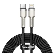 Baseus Cafule metalni USB Type-C – iPhone, PD 20W kabel za brzo punjenje i prijenos podataka, 2 m, crni