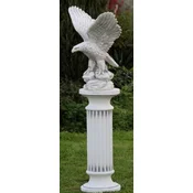 Casa Padrino baroque pillar with eagle white/gray 60 x 40 x H. 134 cm - Garden Pillar Baroque Style - Garden Decoration Stone Pillar with Sculpture - Baroque Garden Decoration Accessories