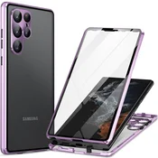 GS Ovitek za Samsung Galaxy S24 Ultra, dvojno magnetno steklo, vijoličen