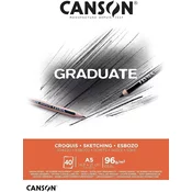 CANSON Graduate skicirni blok 96 g/m2, 40 listov, A5, lepljen