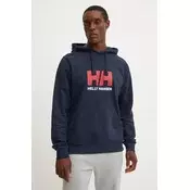 Pamucna dukserica Helly Hansen HH LOGO za muškarce, boja: tamno plava, s kapuljacom, s tiskom, 30394