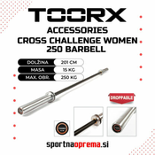 Toorx Cross Challenge Women 250 Barbell – ženska olimpijska palica – dolžina 201 cm, teža 15 kg, max. obr. 250 kg – po naročilu (dobava 10 do 14 dni)