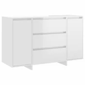 Vidaxl Komoda s 3 predali visok sijaj bela 120x41x75 cm iverna plošča