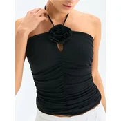 Sinsay - Bluza sa halter izrezom i 3D ružom - crno