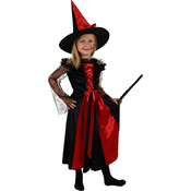 Djecji kostim vještica crno-crveni sa šeširom (S) e-pakiranje