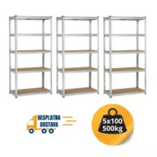 Komplet od 3 police 180x75x45cm, 5x100kg galva - Dimenzije kompleta 180x225x45cm