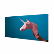 tulup.si Slika na akrilnem steklu Pink samorog origami 120x60 cm 4 obešalnika