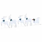 LED Rijecni jeleni 5 pcs Srebrno tkanina