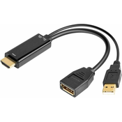 PremiumCord Adapter HDMI na DisplayPort moški/ženski z napajalnikom USB
