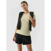Womens Plain T-Shirt slim 4F - light yellow