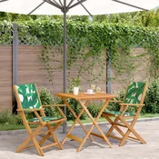 3-dijelni bistro set od tkanine i masivnog drva uzorkom lišca