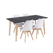 Silla 150 4+1 jedilni komplet v črno-beli barvi