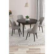 Hanah Home trpezarijski set Kea, sto i 4 stolice, ploca u dekoru crnog mermera, siva tkanina Babyface