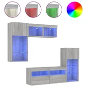 Vidaxl Komplet TV omaric LED 5-delni siva sonoma inženirski les