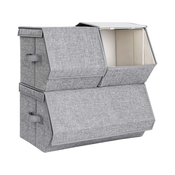 Songmics Komplet zložljivih shranjevalnih škatel s pokrovom 50x35x25 cm siva