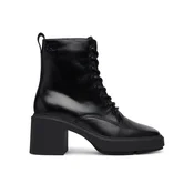 Calvin Klein Gležnjarji Block Heel Ank Boot Laceup Lth HW0HW03174 Črna