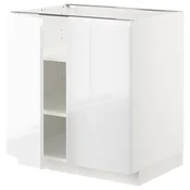 METOD Podni element s policama/2 vrata, bela/Voxtorp v. sjaj bela, 80x60 cm