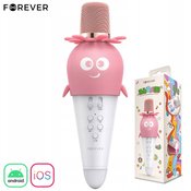 Forever Bloom AMS-200 mikrofon & zvučnik, karaoke, Bluetooth, LED, roza
