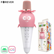 Forever Bloom AMS-200 mikrofon & zvucnik, karaoke, Bluetooth, LED, roza