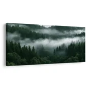 Slika zelena dolina, ovita v meglo - 100x50