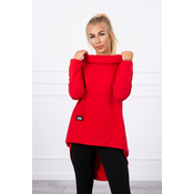 Long back sweatshirt with hood red