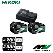 Hikoki set 2 x baterija (36V/2.5Ah) 18V/5.0Ah) i super brzi punjac UC18YSL3-WEZ