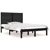 Vidaxl Posteljni okvir črn iz trdnega lesa 140x190 cm