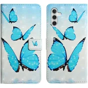 GS Ovitek z denarnico za Samsung Galaxy A05s, preklop, moder, z metulji