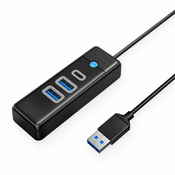 slomart orico vozlišče usb-a 2x usb 3.1 + usb-c, črno