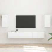 Set TV komoda Zidne 5 pcs Visoki sjaj bijela Konstruirano drvo