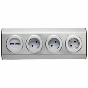 home Strujni razdjeljnik sa 3 uticnice + USB, INOX - KNV 03/USB