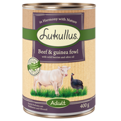 10 + 2 gratis! 12 x 400 g Lukullus Naturkost - Adult govedina i biserka (bez žitarica)