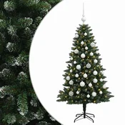 Vidaxl Umjetno božično drevo z okrasnimi kroglami 120 cm 150 LED