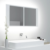 VIDAXL LED kopalniška omarica z ogledalom (90x12x45cm), bela