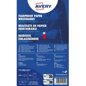 Avery Zweckform identifikacijske zapestnice TYVRD-50 so narejene iz trpežnega Tyvek materiala. Velikost zapestnic je 19 x 256 mm, barva neonsko rdeča. Zapestnice so na listih A4 in se jih enostavno loči.