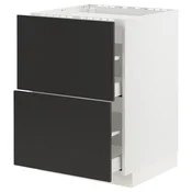 METOD / MAXIMERA Pod.elem.grej.ploca/2front/2fiok, bela/Nickebo boja antracita, mat, 60x60 cm