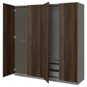 PAX / STORKLINTA Kombinacija garderobera, tamnosiva/tamnosmeda im. bajcovane hrastovine, 200x60x201 cm
