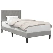 Vidaxl Konstrukcija postelje z vzglavjem Svetlo siva 90 x 200 cm Žamet